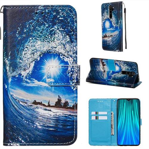 Waves and Sun Matte Leather Wallet Phone Case for Mi Xiaomi Redmi Note 8 Pro