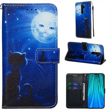 Cat and Moon Matte Leather Wallet Phone Case for Mi Xiaomi Redmi Note 8 Pro