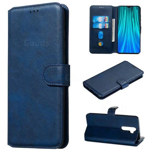 Retro Calf Matte Leather Wallet Phone Case for Mi Xiaomi Redmi Note 8 Pro - Blue