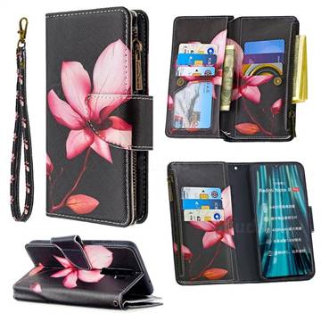 Lotus Flower Binfen Color BF03 Retro Zipper Leather Wallet Phone Case for Mi Xiaomi Redmi Note 8 Pro