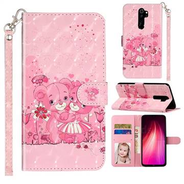Pink Bear 3D Leather Phone Holster Wallet Case for Mi Xiaomi Redmi Note 8 Pro