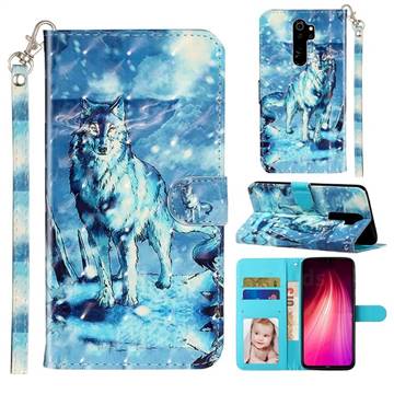 Snow Wolf 3D Leather Phone Holster Wallet Case for Mi Xiaomi Redmi Note 8 Pro