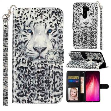 White Leopard 3D Leather Phone Holster Wallet Case for Mi Xiaomi Redmi Note 8 Pro