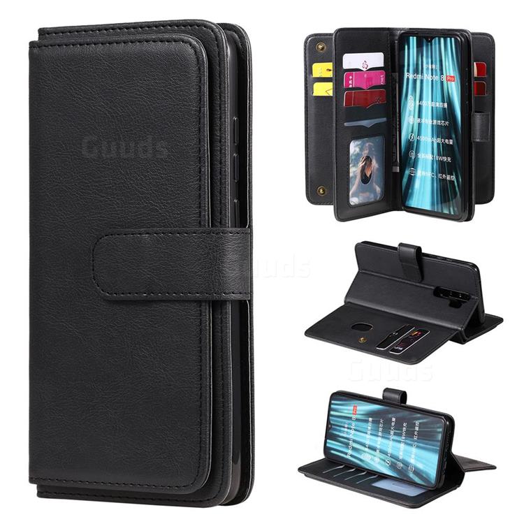 Multi-function Ten Card Slots and Photo Frame PU Leather Wallet Phone Case Cover for Mi Xiaomi Redmi Note 8 Pro - Black