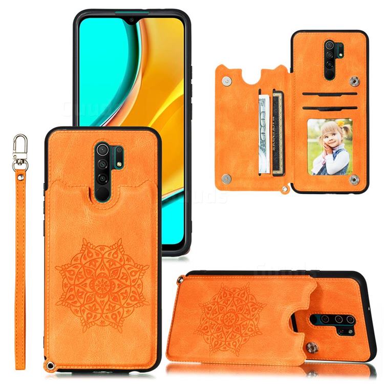 Luxury Mandala Multi-function Magnetic Card Slots Stand Leather Back Cover for Mi Xiaomi Redmi Note 8 Pro - Yellow