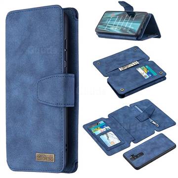 Binfen Color BF07 Frosted Zipper Bag Multifunction Leather Phone Wallet for Mi Xiaomi Redmi Note 8 Pro - Blue