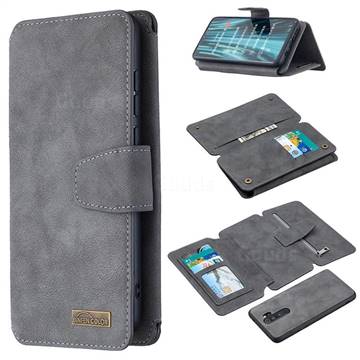 Binfen Color BF07 Frosted Zipper Bag Multifunction Leather Phone Wallet for Mi Xiaomi Redmi Note 8 Pro - Gray