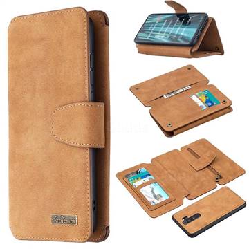 Binfen Color BF07 Frosted Zipper Bag Multifunction Leather Phone Wallet for Mi Xiaomi Redmi Note 8 Pro - Brown