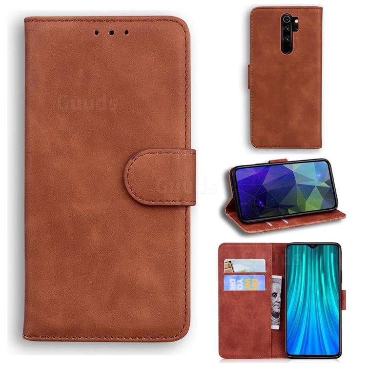 Retro Classic Skin Feel Leather Wallet Phone Case for Mi Xiaomi Redmi Note 8 Pro - Brown