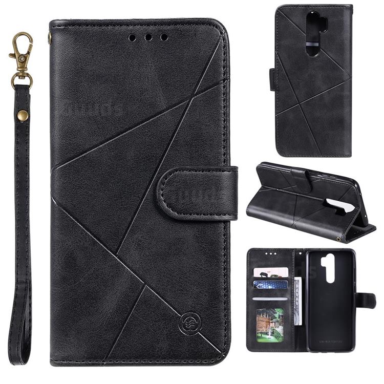 Embossing Geometric Leather Wallet Case for Mi Xiaomi Redmi Note 8 Pro - Black