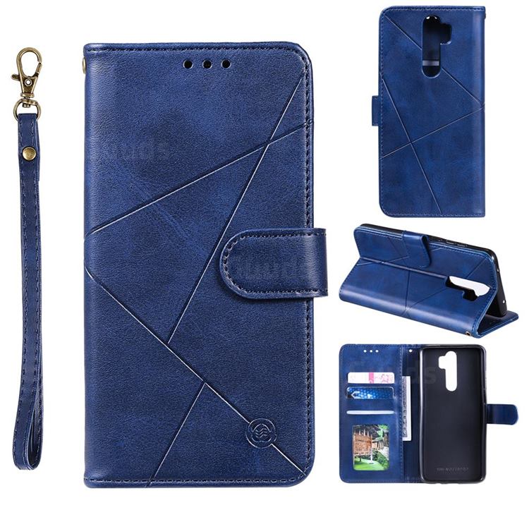 Embossing Geometric Leather Wallet Case for Mi Xiaomi Redmi Note 8 Pro - Blue