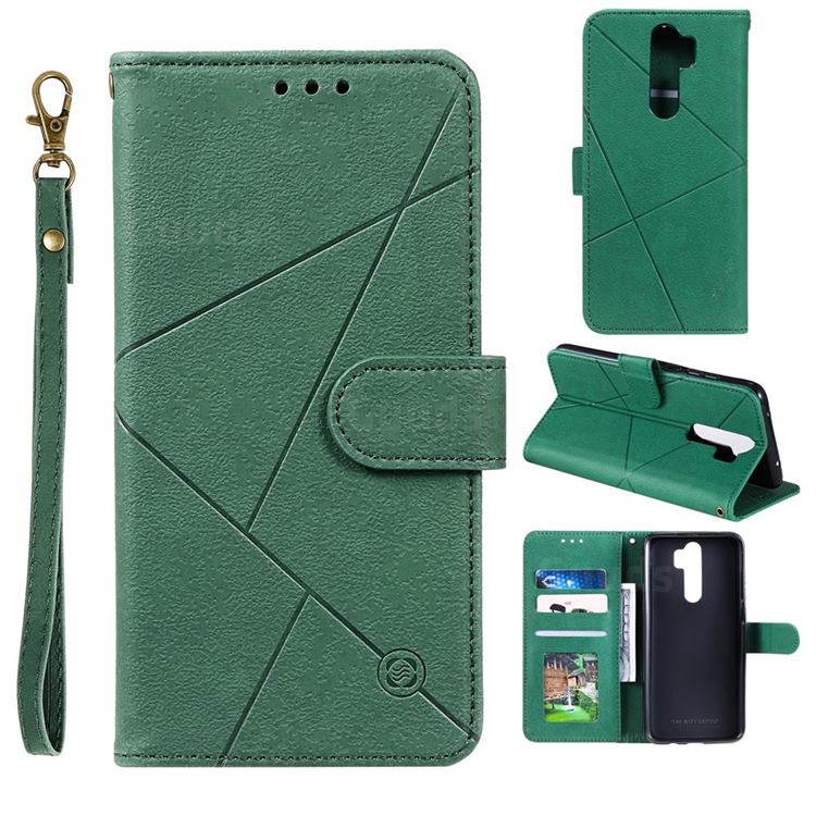Embossing Geometric Leather Wallet Case for Mi Xiaomi Redmi Note 8 Pro - Green