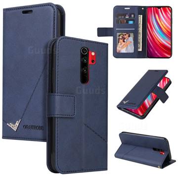 GQ.UTROBE Right Angle Silver Pendant Leather Wallet Phone Case for Mi Xiaomi Redmi Note 8 Pro - Blue