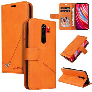 GQ.UTROBE Right Angle Silver Pendant Leather Wallet Phone Case for Mi Xiaomi Redmi Note 8 Pro - Orange
