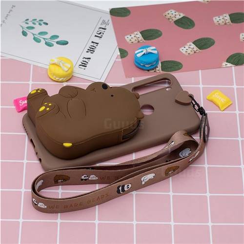 Brown Bear Neck Lanyard Zipper Wallet Silicone Case for Mi Xiaomi Redmi ...