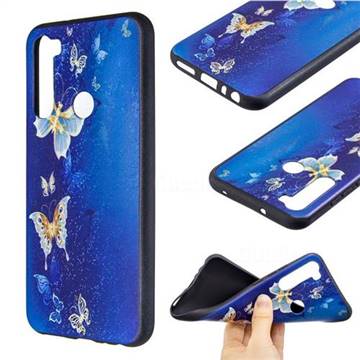 Golden Butterflies 3D Embossed Relief Black Soft Back Cover for Mi Xiaomi Redmi Note 8T
