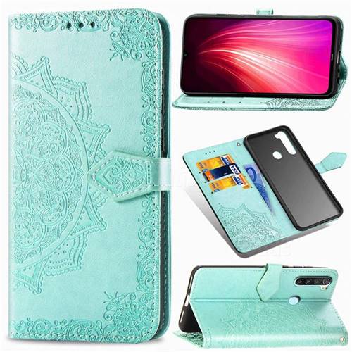 Embossing Imprint Mandala Flower Leather Wallet Case for Mi Xiaomi Redmi Note 8T - Green
