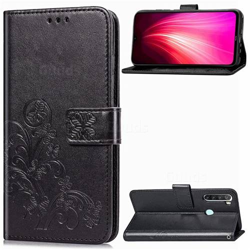 Embossing Imprint Four-Leaf Clover Leather Wallet Case for Mi Xiaomi Redmi Note 8T - Black