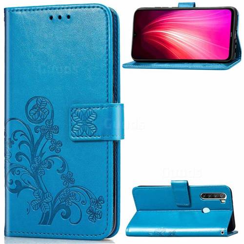 Embossing Imprint Four-Leaf Clover Leather Wallet Case for Mi Xiaomi Redmi Note 8T - Blue