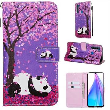 Cherry Blossom Panda Matte Leather Wallet Phone Case for Mi Xiaomi Redmi Note 8T