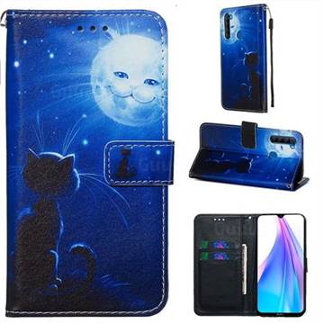 Cat and Moon Matte Leather Wallet Phone Case for Mi Xiaomi Redmi Note 8T