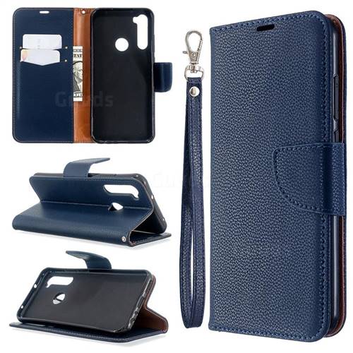 Classic Luxury Litchi Leather Phone Wallet Case for Mi Xiaomi Redmi Note 8T - Blue