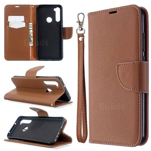 Classic Luxury Litchi Leather Phone Wallet Case for Mi Xiaomi Redmi Note 8T - Brown