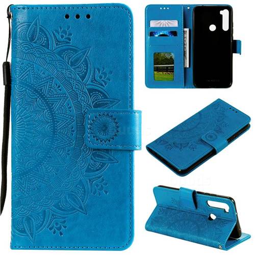 Intricate Embossing Datura Leather Wallet Case for Mi Xiaomi Redmi Note 8T - Blue