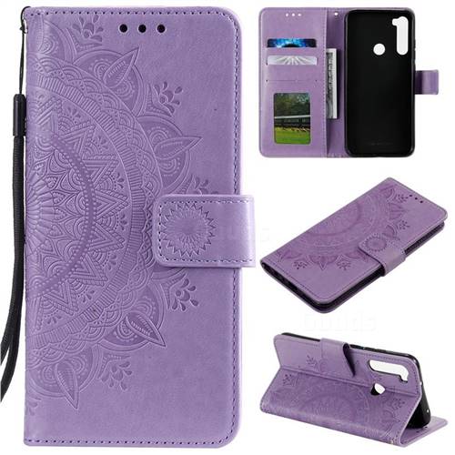 Intricate Embossing Datura Leather Wallet Case for Mi Xiaomi Redmi Note 8T - Purple