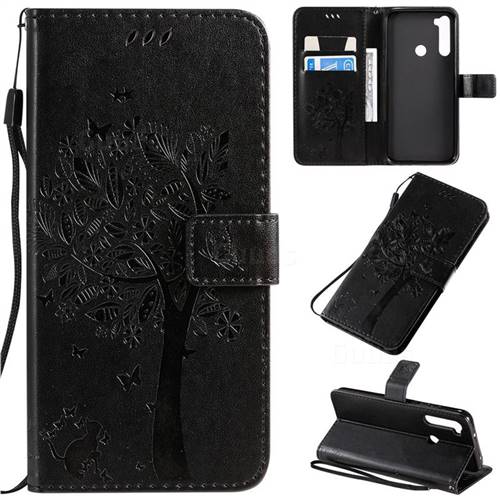 Embossing Butterfly Tree Leather Wallet Case for Mi Xiaomi Redmi Note 8T - Black