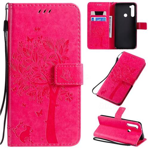 Embossing Butterfly Tree Leather Wallet Case for Mi Xiaomi Redmi Note 8T - Rose