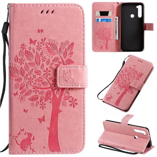 Embossing Butterfly Tree Leather Wallet Case for Mi Xiaomi Redmi Note 8T - Pink