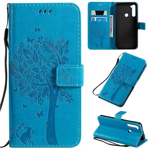 Embossing Butterfly Tree Leather Wallet Case for Mi Xiaomi Redmi Note 8T - Blue