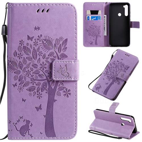Embossing Butterfly Tree Leather Wallet Case for Mi Xiaomi Redmi Note 8T - Violet