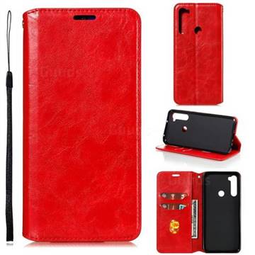 Retro Slim Magnetic Crazy Horse PU Leather Wallet Case for Mi Xiaomi Redmi Note 8T - Red