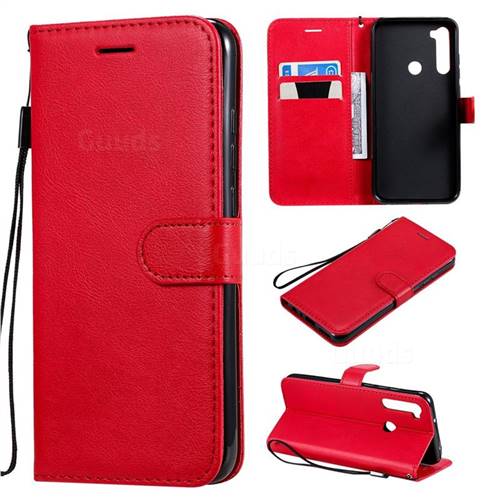 Retro Greek Classic Smooth PU Leather Wallet Phone Case for Mi Xiaomi Redmi Note 8T - Red