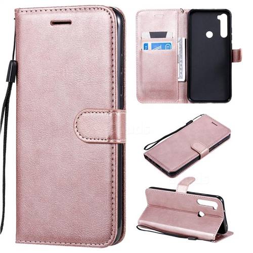 Retro Greek Classic Smooth PU Leather Wallet Phone Case for Mi Xiaomi Redmi Note 8T - Rose Gold