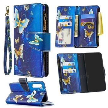 Golden Butterflies Binfen Color BF03 Retro Zipper Leather Wallet Phone Case for Mi Xiaomi Redmi Note 8T