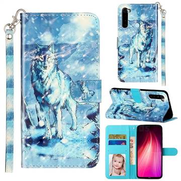 Snow Wolf 3D Leather Phone Holster Wallet Case for Mi Xiaomi Redmi Note 8T