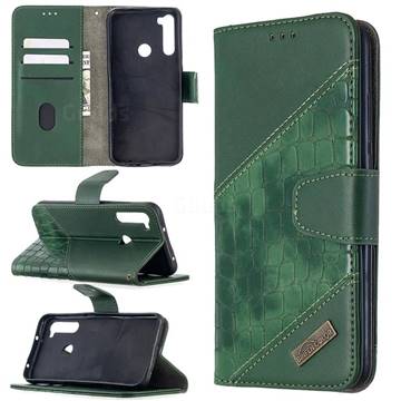 BinfenColor BF04 Color Block Stitching Crocodile Leather Case Cover for Mi Xiaomi Redmi Note 8T - Green