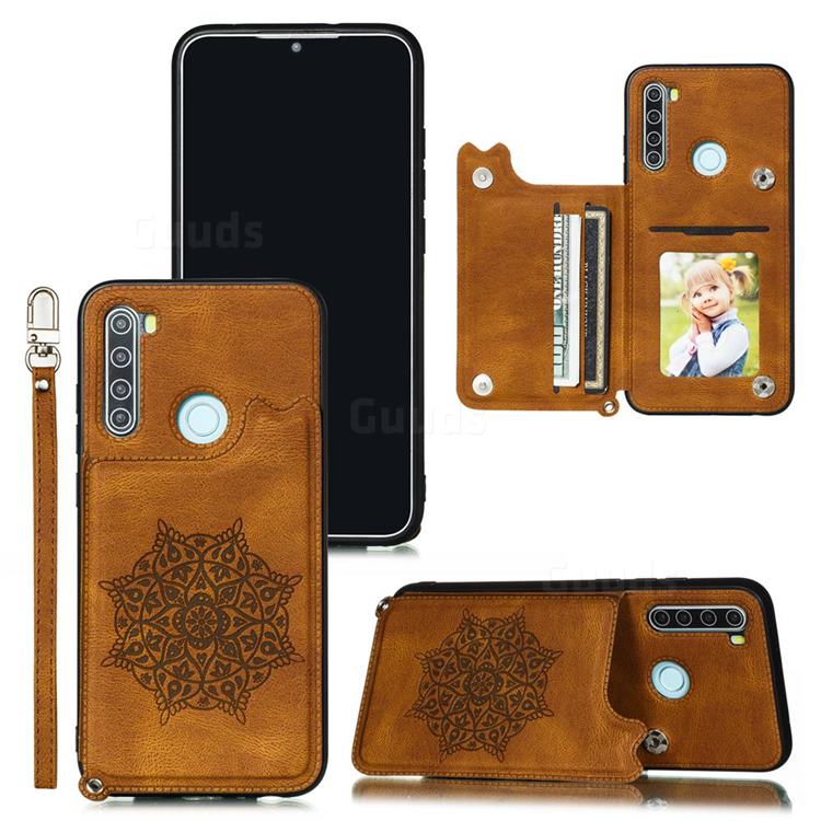 Luxury Mandala Multi-function Magnetic Card Slots Stand Leather Back Cover for Mi Xiaomi Redmi Note 8T - Brown