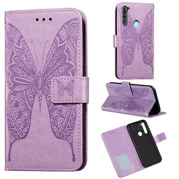 Intricate Embossing Vivid Butterfly Leather Wallet Case for Mi Xiaomi Redmi Note 8T - Purple