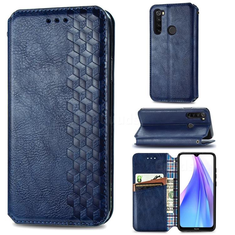 Ultra Slim Fashion Business Card Magnetic Automatic Suction Leather Flip Cover for Mi Xiaomi Redmi Note 8T - Dark Blue