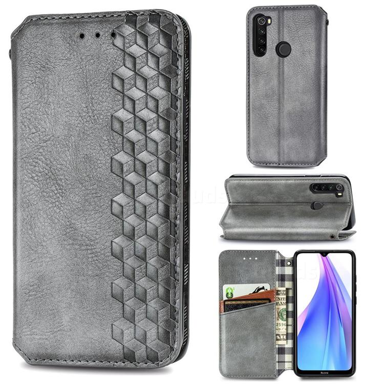 Ultra Slim Fashion Business Card Magnetic Automatic Suction Leather Flip Cover for Mi Xiaomi Redmi Note 8T - Grey