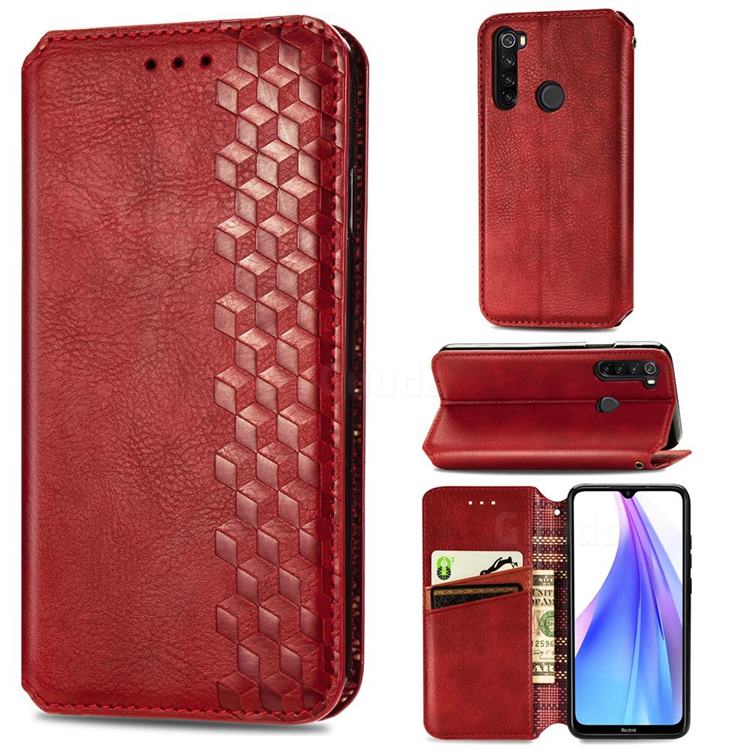 Ultra Slim Fashion Business Card Magnetic Automatic Suction Leather Flip Cover for Mi Xiaomi Redmi Note 8T - Red