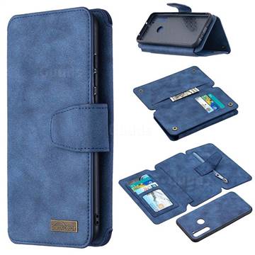 Binfen Color BF07 Frosted Zipper Bag Multifunction Leather Phone Wallet for Mi Xiaomi Redmi Note 8T - Blue