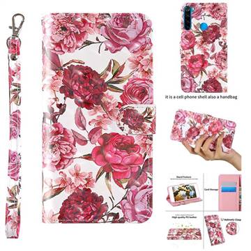Red Flower 3D Painted Leather Wallet Case for Mi Xiaomi Redmi Note 8T