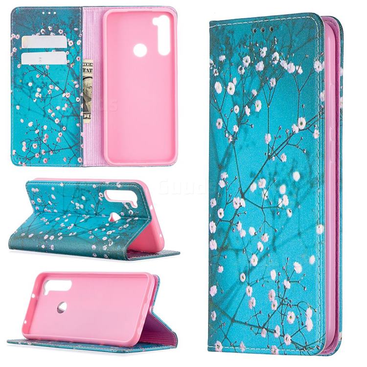Plum Blossom Slim Magnetic Attraction Wallet Flip Cover for Mi Xiaomi Redmi Note 8T