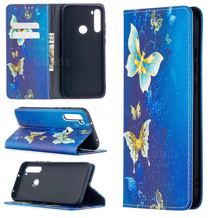 Gold Butterfly Slim Magnetic Attraction Wallet Flip Cover for Mi Xiaomi Redmi Note 8T