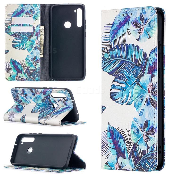 Blue Leaf Slim Magnetic Attraction Wallet Flip Cover for Mi Xiaomi Redmi Note 8T